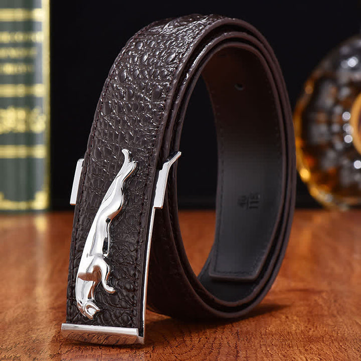 Cintura in pelle con fibbia leopardata di lusso da uomo
