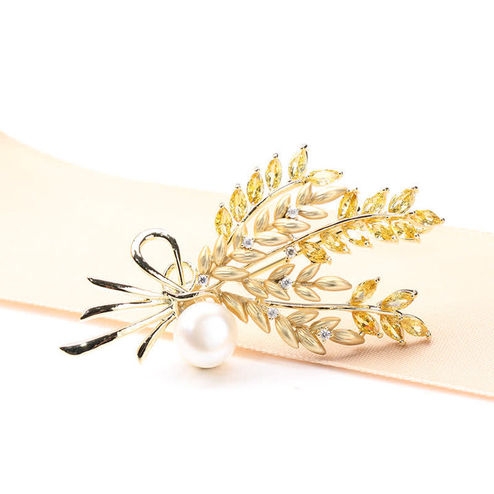 Spilla da donna con spiga di grano e zirconi abbaglianti