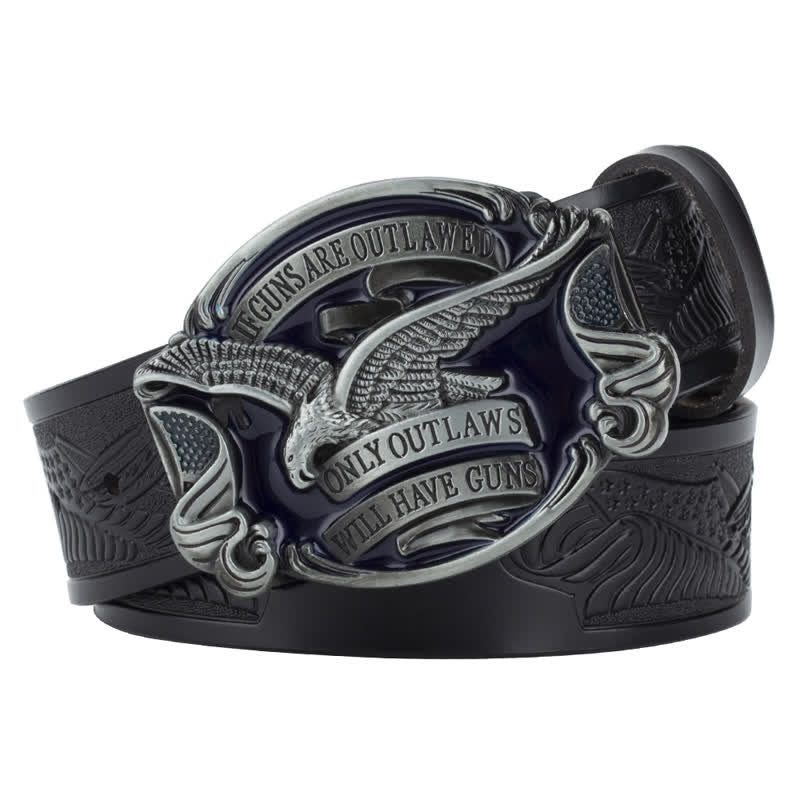 Cintura in pelle con bandiera americana Soaring Eagle da uomo