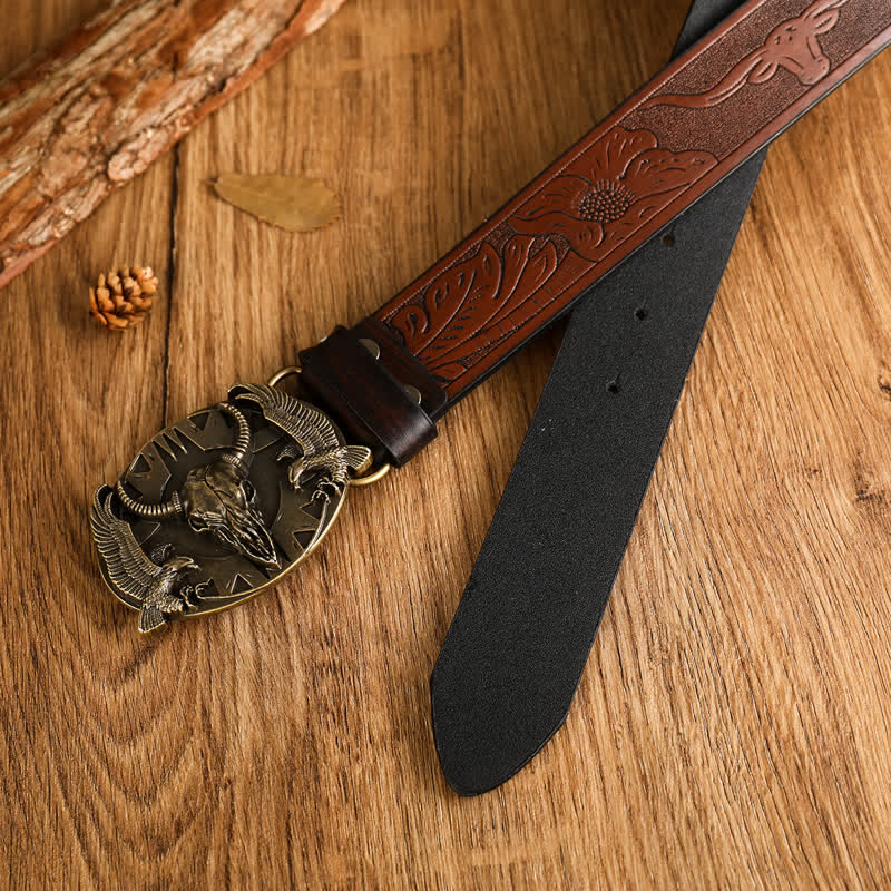 Cintura in pelle vintage Bull &amp; Dual Eagles da uomo