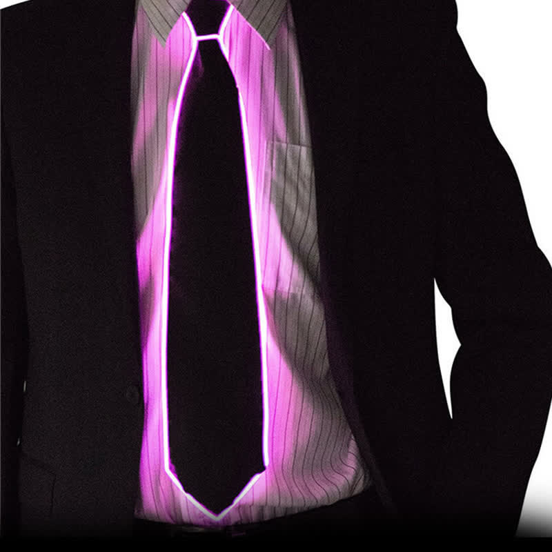 Cravatta luminosa colorata con LED al neon divertente - Rosa - image 9
