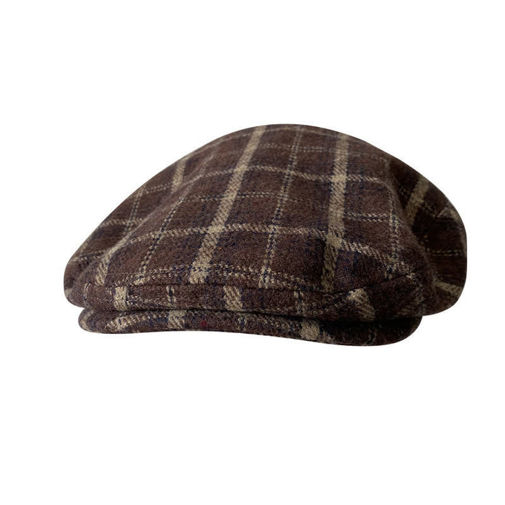 Berretto piatto a quadri a spina di pesce in tweed - Caffè-Borgogna - L (23 1/4"-23 5/8") - image 9