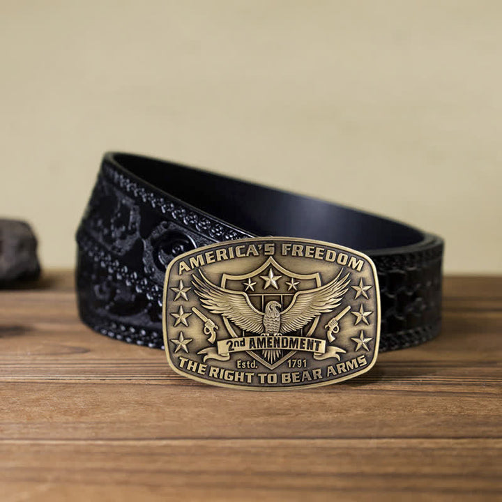 Cintura in pelle con fibbia America's Freedom Eagle fai da te da uomo