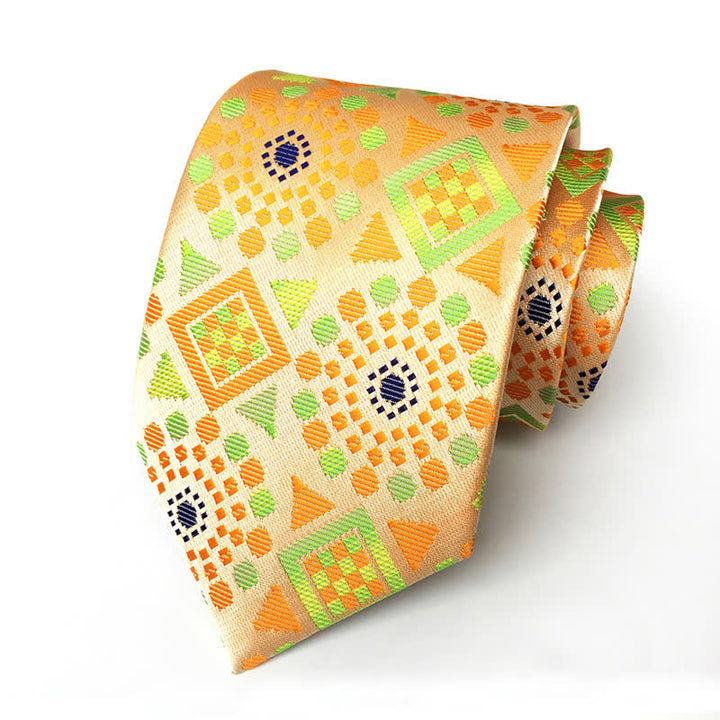 Cravatta da uomo con medaglione geometrico reale e fiore