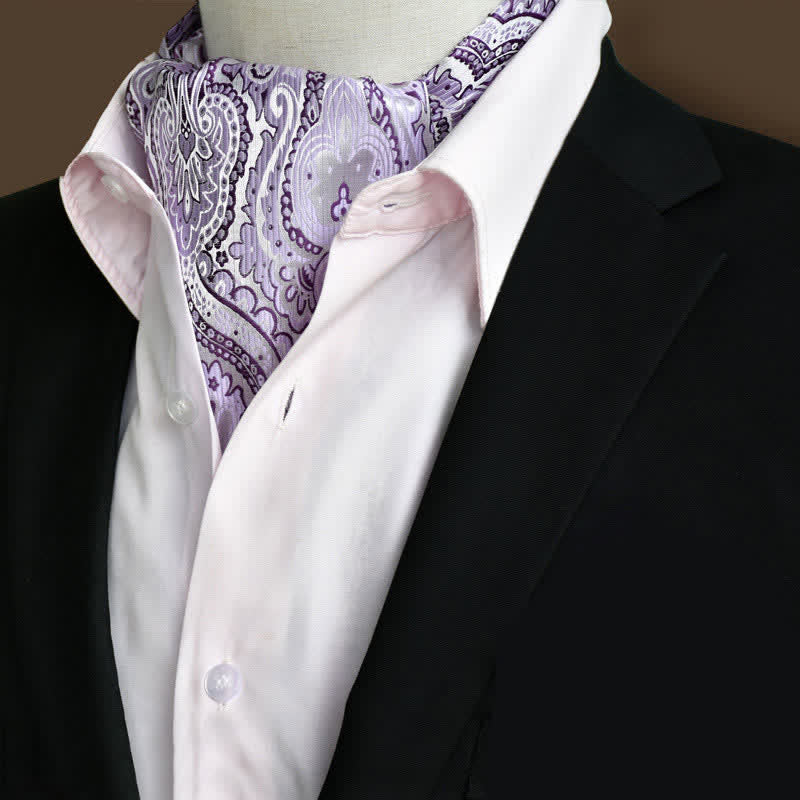 Cravatta Paisley floreale Ascot da uomo, stile Lavender Leisure Prom - Lavanda - image 0