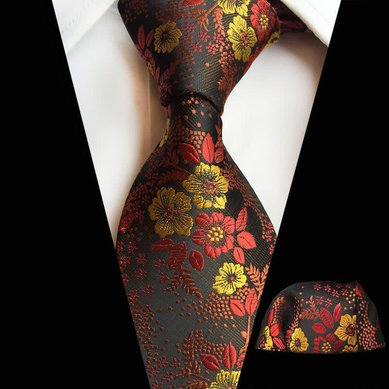 Set di 2 cravatte floreali con fiori di prugna da uomo