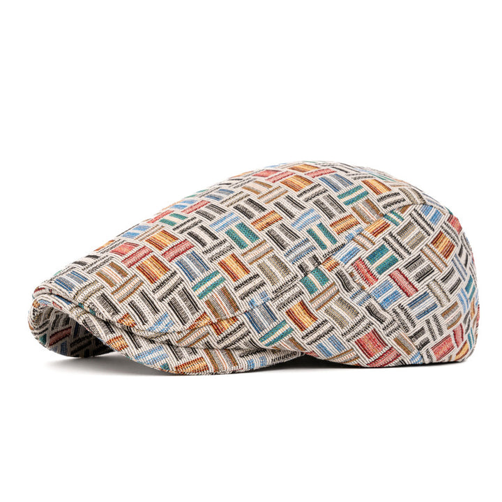 Cappello basco a quadri jacquard colorati retrò artistici - Fibbia posteriore - Azzurro chiaro - Regolabile (22 1/2"-24") - image 16