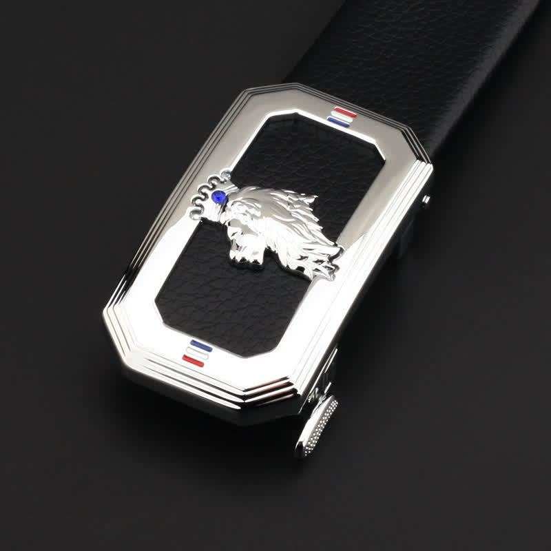 Cintura in pelle fai da te da uomo con fibbia automatica a forma di testa di leone - Argento - Senza cintura - image 7