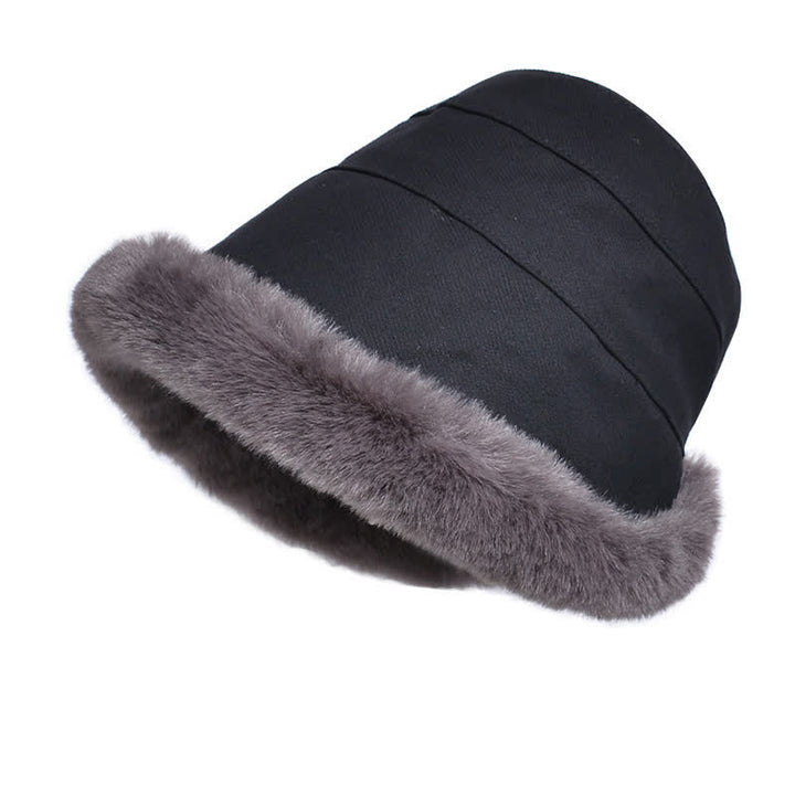 Cappello da pescatore con tesa spessa e calda in peluche da donna