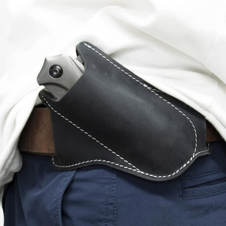 EDC Coltello pieghevole Fodero Fondina in pelle Cintura Borsa