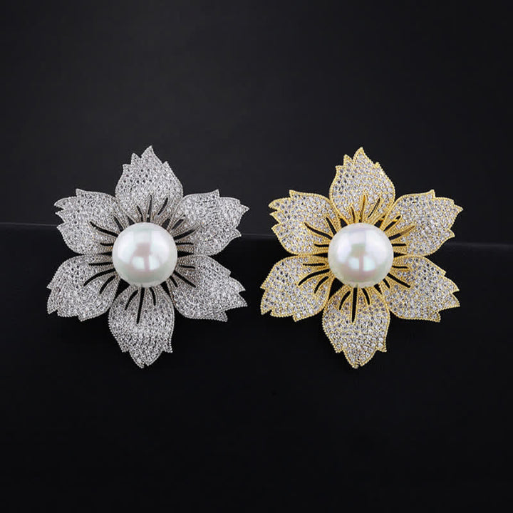 Spilla Bauhinia di lusso con perle brillanti da donna
