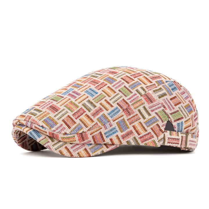 Cappello basco a quadri jacquard colorati retrò artistici - Fibbia del bordo - Rosa - Regolabile (22 1/2"-24") - image 15