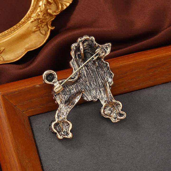 Spilla da donna a forma di barboncino con strass