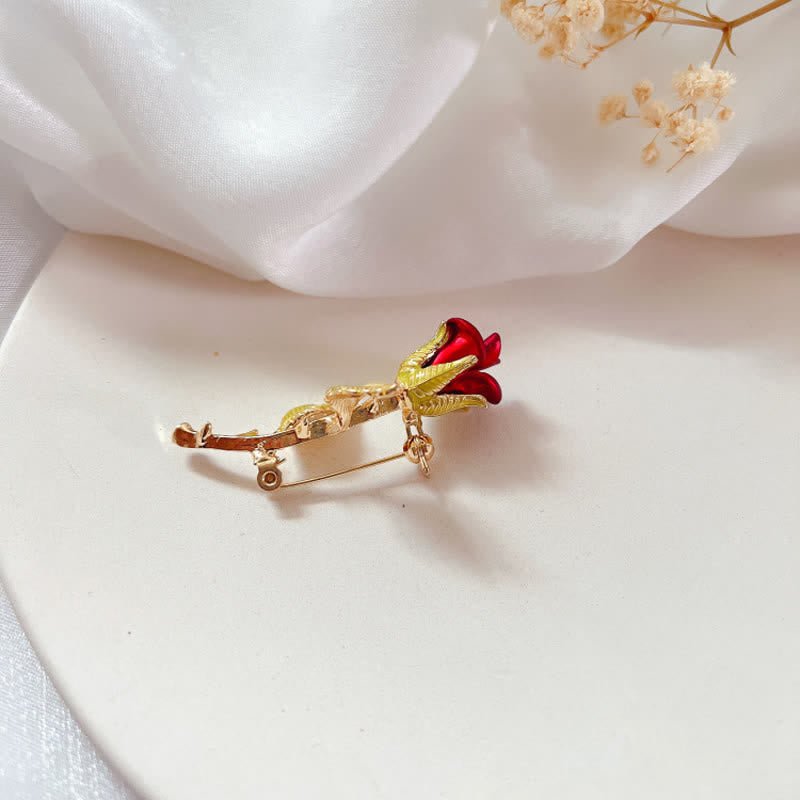Spilla con stelo e rosa squisita da donna