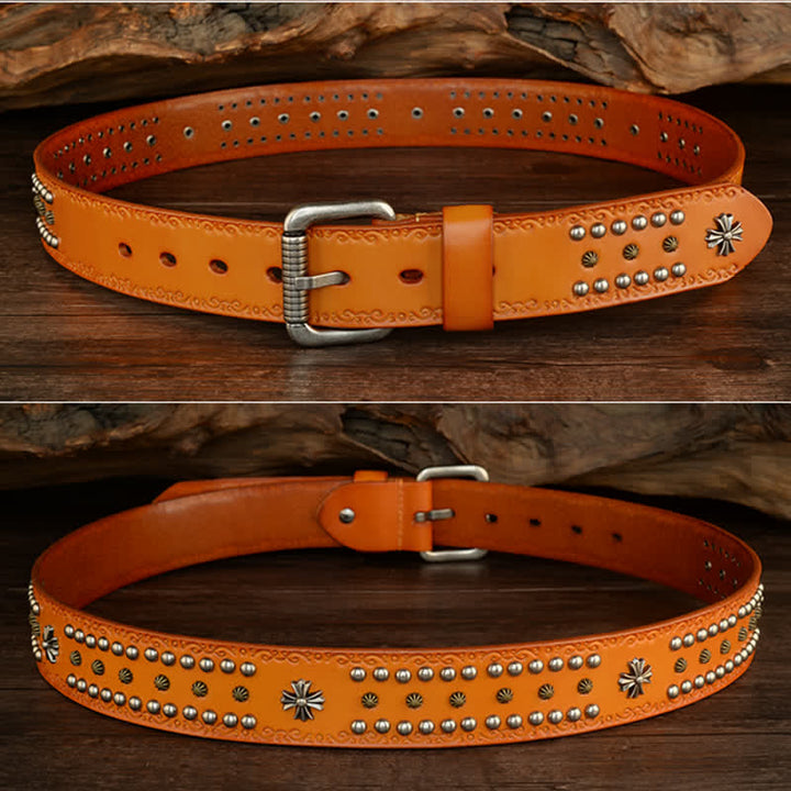 Cintura unisex con decorazione a borchie e borchie incrociate in stile rock