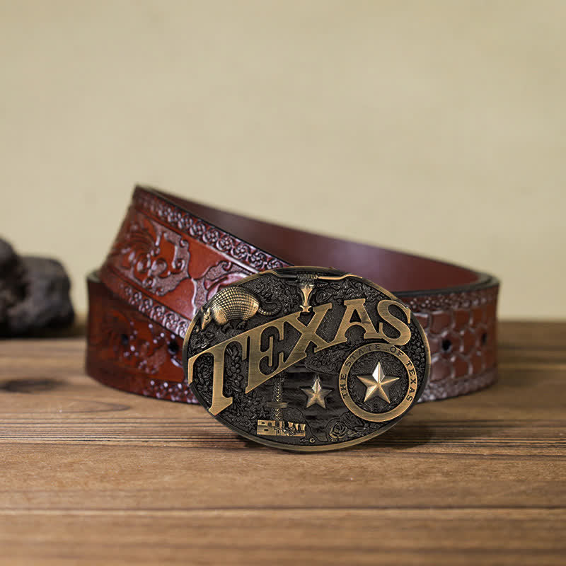 Cintura in pelle con fibbia Texas State Heritage Attitude fai da te da uomo