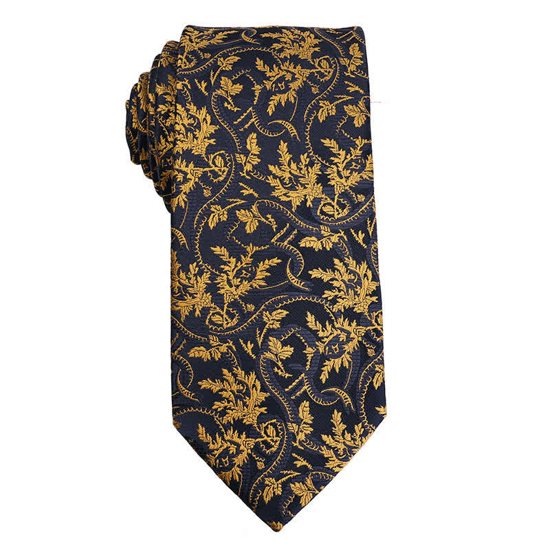 Cravatta da uomo con motivo floreale Paisley della serie Gold Orange