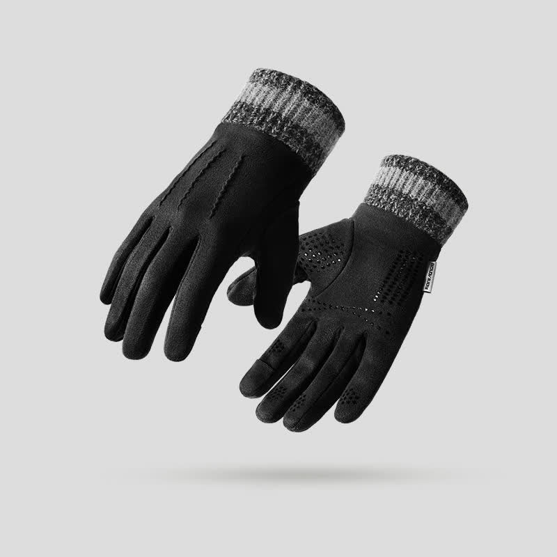 Guanti unisex in pile scamosciato antiscivolo con dita divise - Nero - image 8