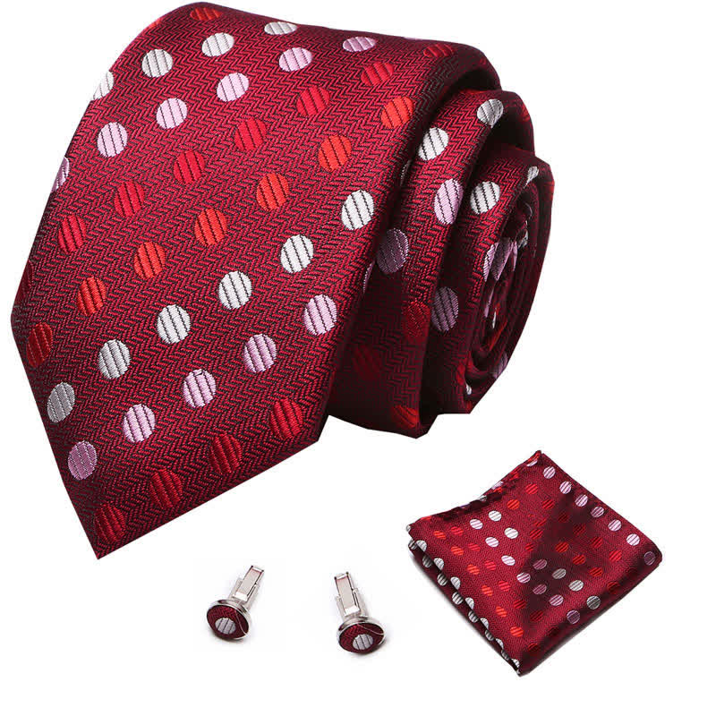 Set di 3 cravatte a pois rosse e bianche da uomo