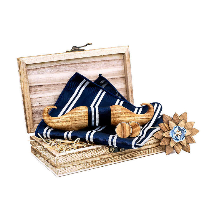 Set di 4 papillon in legno con baffi Burlywood da uomo