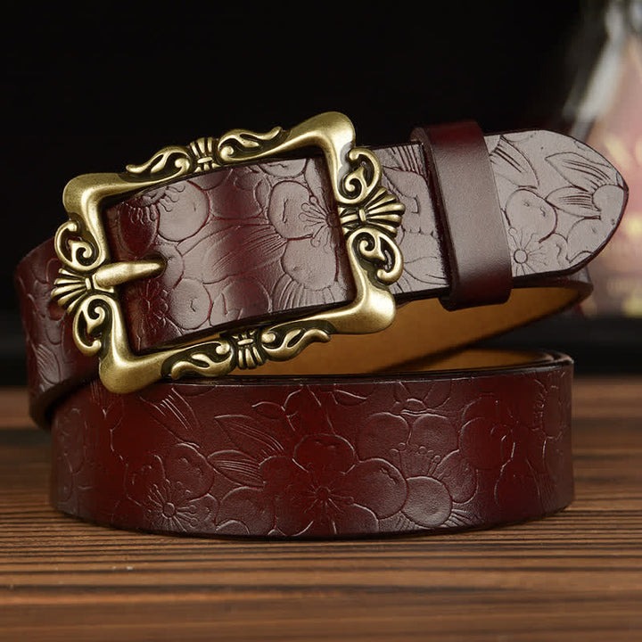 Cintura decorativa in pelle floreale retrò da donna