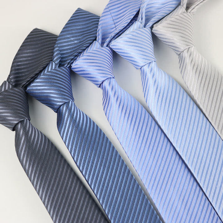 Cravatta da uomo in twill grigio blu bianco tinta unita per tutti i giorni