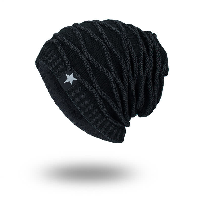 Berretto lavorato a maglia con fodera in pile a cinque stelle - Nero - Misura M (22"-22 7/8") - image 8