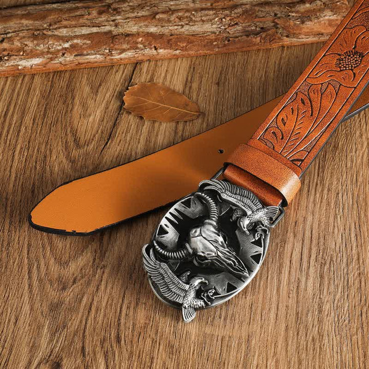 Cintura in pelle vintage Bull &amp; Dual Eagles da uomo