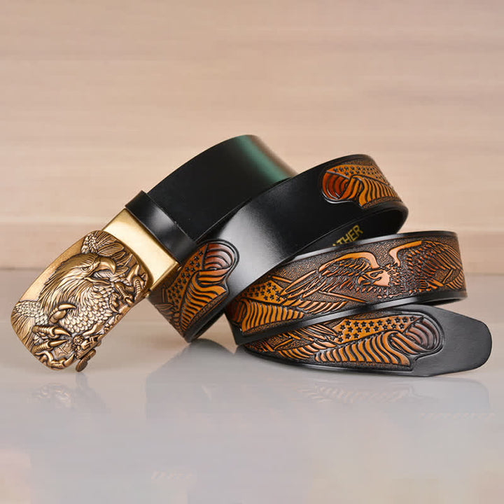 Cintura in pelle con chiusura automatica Mighty Eagle Sharp Claw da uomo