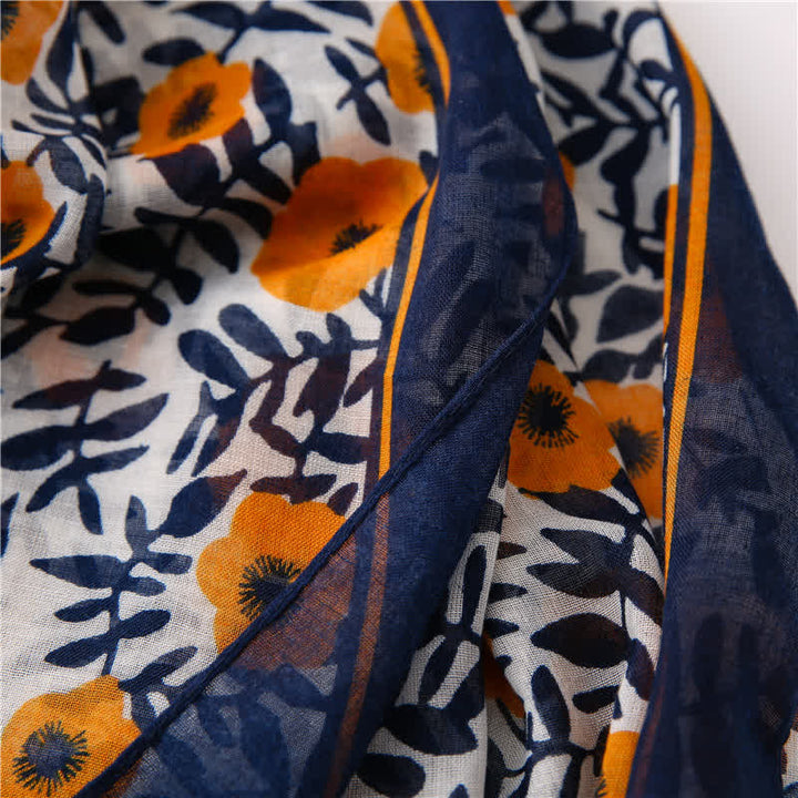 Sciarpa con nappe floreali e stampa bohémien da donna