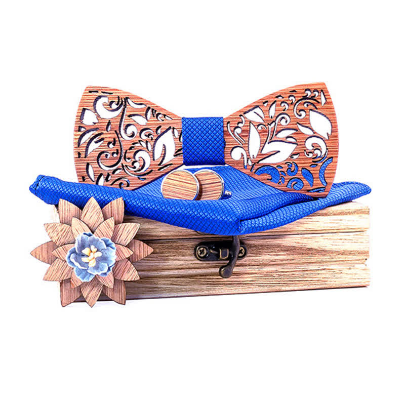 Set di 4 papillon in legno cavo da uomo con pianta
