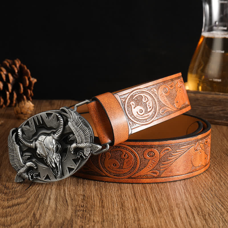 Cintura in pelle vintage Bull &amp; Dual Eagles da uomo