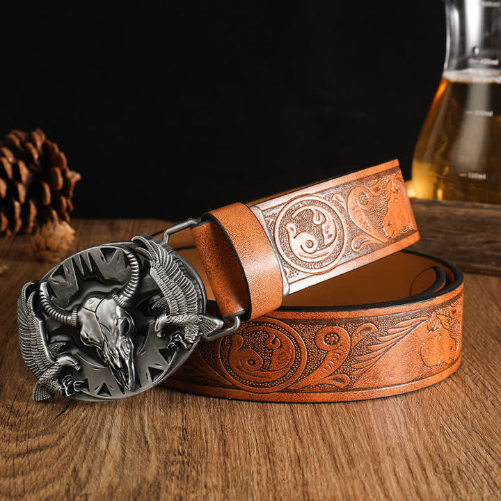Cintura in pelle vintage Bull &amp; Dual Eagles da uomo