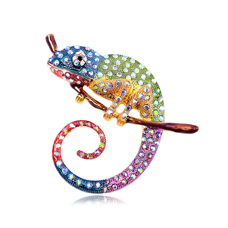 Spilla lucertola camaleonte colorata da donna