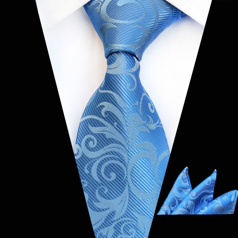 Set di 2 cravatte floreali con motivo a vortice vegetale da uomo - Cielo blu - image 14
