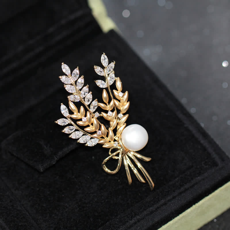 Spilla da donna con spiga di grano e zirconi abbaglianti