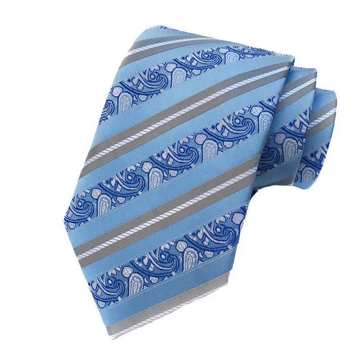 Cravatta a righe Paisley Mix da uomo - Blu - image 3