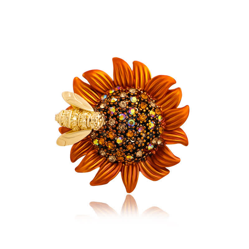 Spilla da donna con ape adorabile e girasole vivido