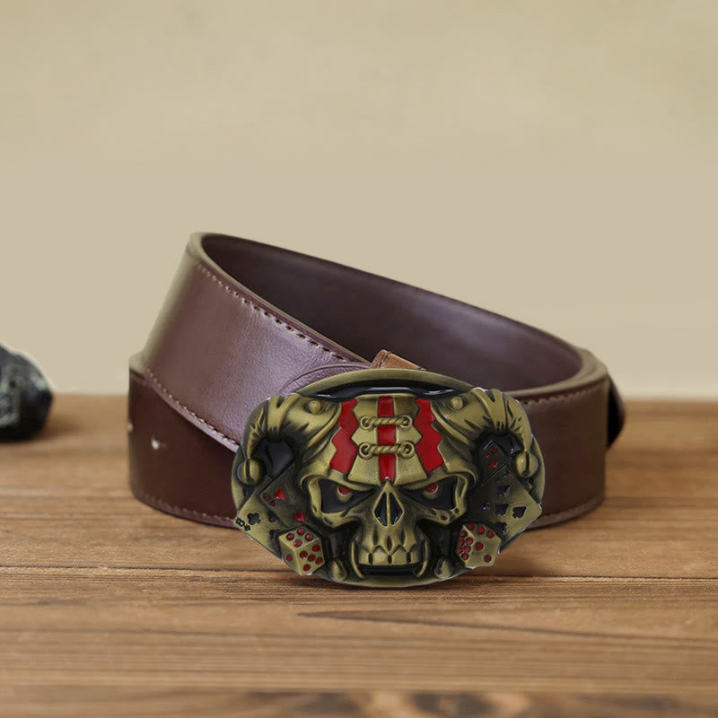 Cintura in pelle con fibbia Joker Clown Skull fai da te da uomo