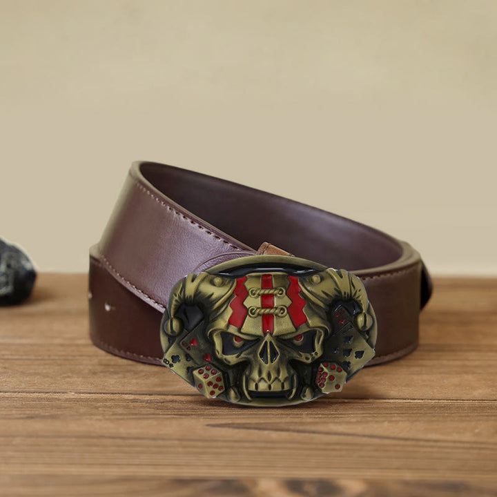 Cintura in pelle con fibbia Joker Clown Skull fai da te da uomo