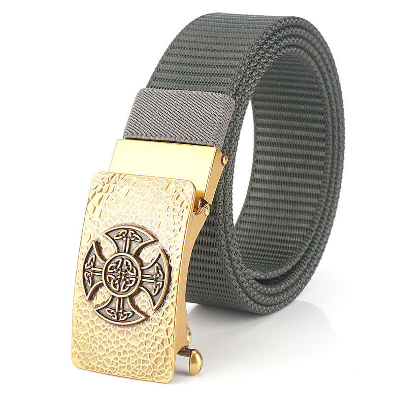 Cintura in nylon per il tempo libero in stile retrò da uomo - Grigio / Oro - 48" - image 12