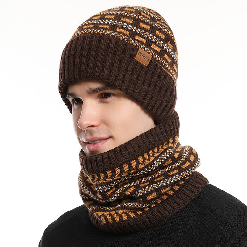 Set di 3 cappelli, sciarpe e guanti a doppio strato in maglia - Caffè - Regolabile (22"-23 5/8") - image 11