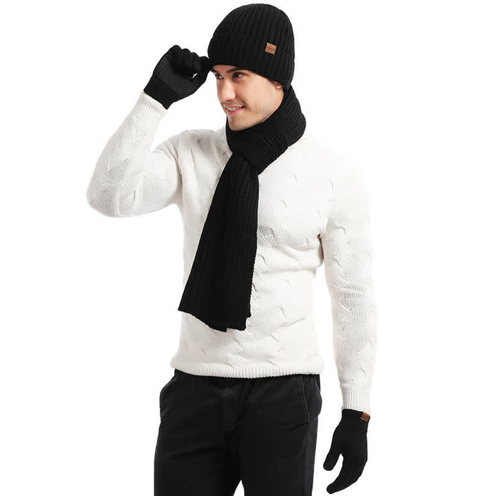Set di 3 caldi cappelli, sciarpe e guanti touchscreen