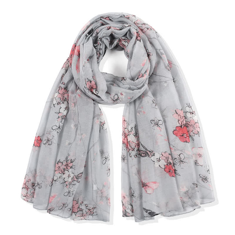 Sciarpa lunga avvolgente con motivo floreale vivace ed elegante da donna - Grigio - image 7