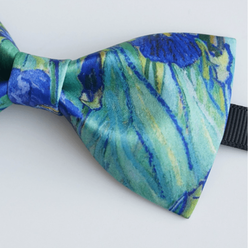 Papillon da uomo con stampa a olio creativo, motivo iris verde