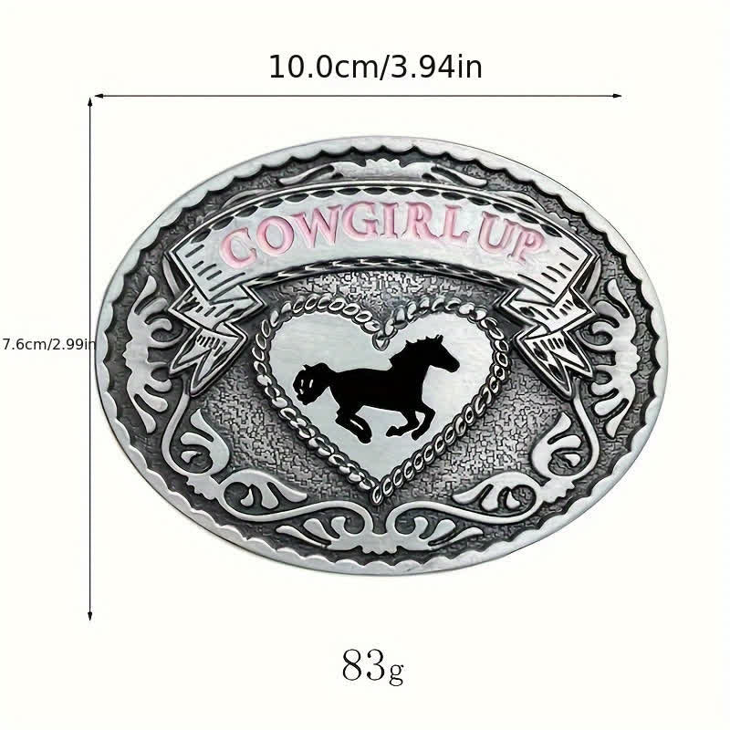 Cintura in pelle con fibbia Cowgirl Up in argento fai da te da donna