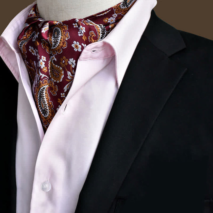Cravatta da uomo DarkRed Leisure Prom floreale Ascot Paisley