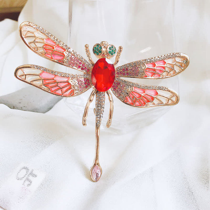 Spilla da donna lussuosa con libellula in strass da palazzo