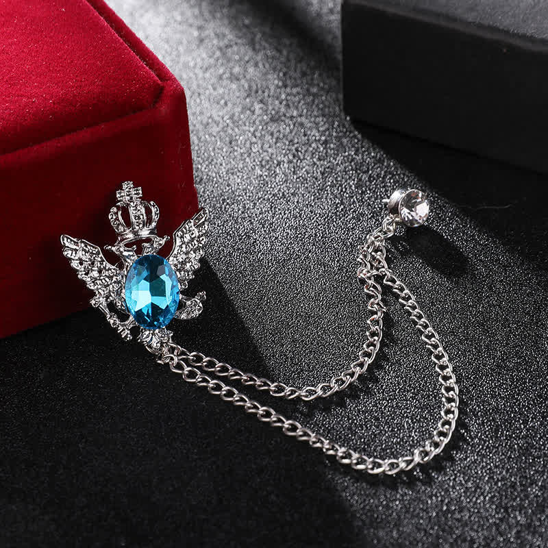 Spilla a catena con corona di re aquila da uomo