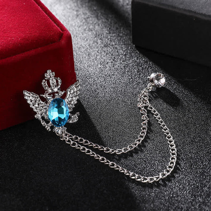 Spilla a catena con corona di re aquila da uomo